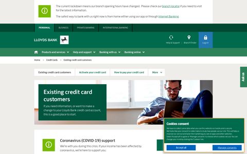 Existing Credit Card Customers | Lloyds Bank