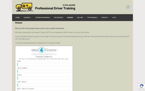 Finance for driving courses - Contact SRTS Now 01392 462000