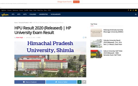 HPU Result 2020 (Released) | HP University Exam Result ...