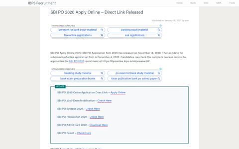 SBI PO 2020 Apply Online – Direct Link Released - IBPS ...