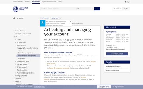 Activating and managing your account - Leiden University