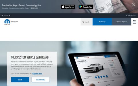 Official Mopar Site | Owner Vehicle Dashboard