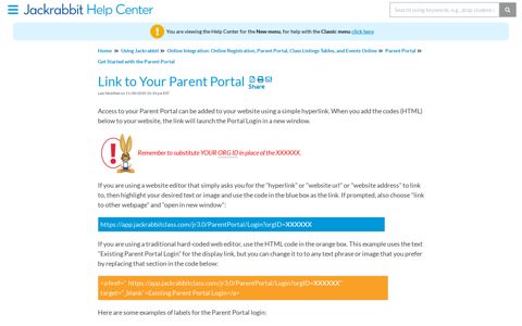 Link to Your Parent Portal | Jackrabbit Help Center