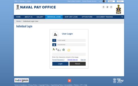 Individual Login | Naval Pay Office - Indian Navy