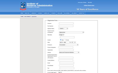 HOME : IBA CONNECT :registration - IBA/University of Dhaka