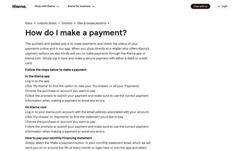 How do I make a payment? | Klarna UK
