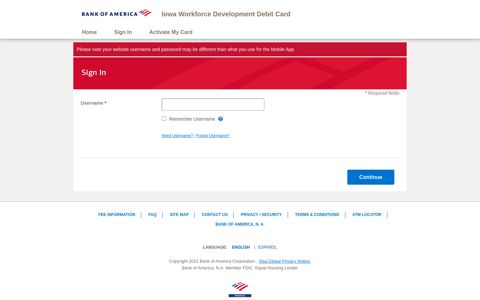 Iowa Workforce Development Debit Card - Sign In