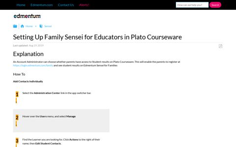 Setting Up Family Sensei for Educators in Plato Courseware ...