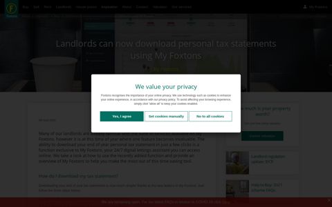 Landlords can now download personal tax ... - Foxtons