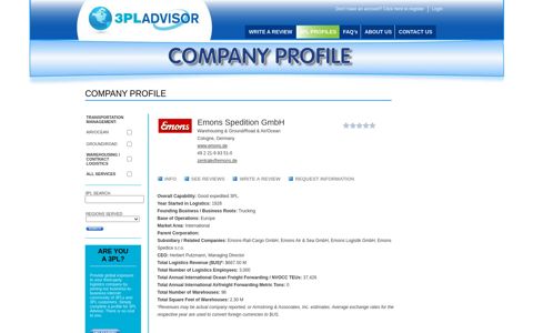 Emons Spedition GmbH - Company Profile | 3PL ADVISOR