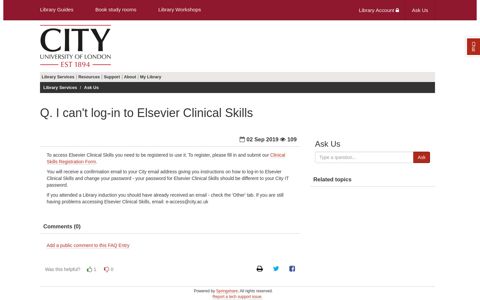 I can't log-in to Elsevier Clinical Skills - Ask Us