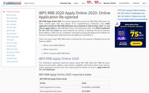 IBPS RRB 2020 Apply Online: Online Application for RRB PO ...