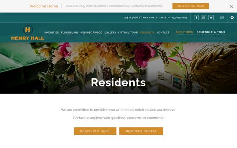 Resident information and online portal for Henry Hall