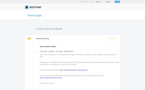 Hostpoint - Status page