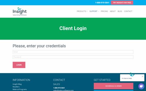 Client Login for Insight Salon & Spa Software