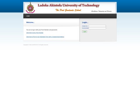 Lautech - Postgraduate Application Form : Login