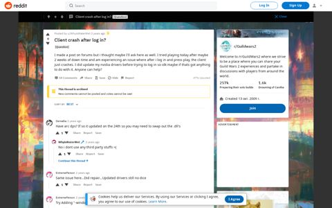 Client crash after log in? : Guildwars2 - Reddit