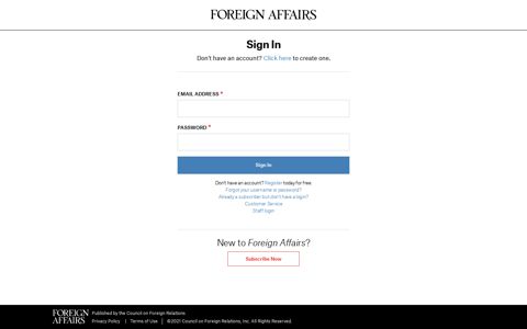 Sign In | Foreign Affairs