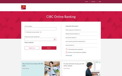 CIBC Online Banking: Sign on