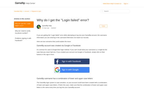 Why do I get the "Login failed" error? – Gameflip Help
