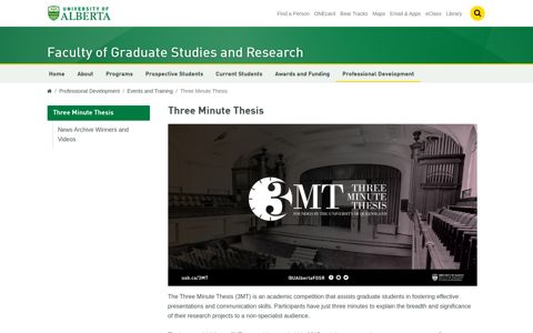 Three Minute Thesis - University of Alberta