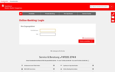 Online-Banking: Login - Sparkasse Baden-Baden Gaggenau