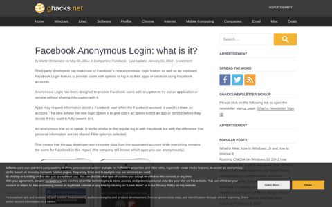 Facebook Anonymous Login: what is it? - gHacks Tech News