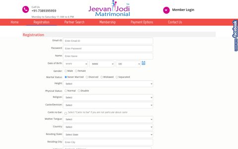Registration - Jeevanjodimatrimonial | Matrimonial Portal in ...