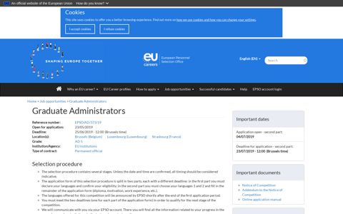 Graduate Administrators | Careers with the European ... - Epso