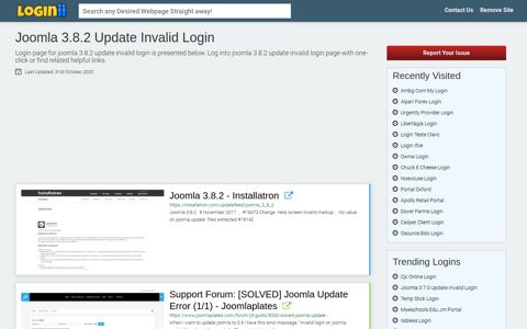 Joomla 3.8.2 Update Invalid Login - Loginii.com