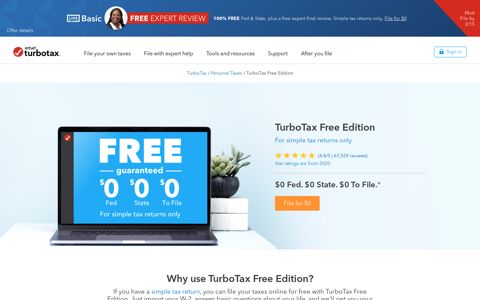 100% Free Tax Filing for Simple Returns Only | TurboTax ...