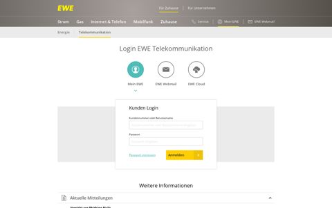 Login EWE Telekommunikation