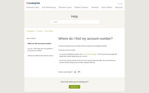 Where do I find my account number? – LendingClub