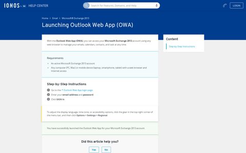 Launching Outlook Web App (OWA) - IONOS Help