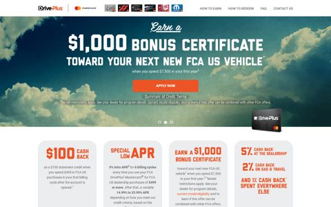 FCA DrivePlus Mastercard. Drive for Rewards starts here.
