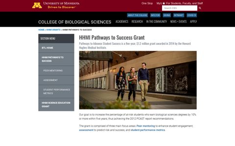 HHMI Pathways to Success Grant | College of Biological ...