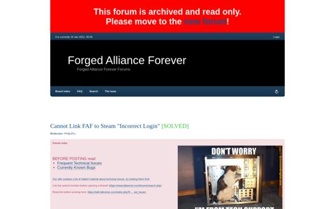 Cannot Link FAF to Steam "Incorrect Login" - FAF forums