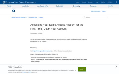 Accessing Your Eagle Access Account for the First Time ...