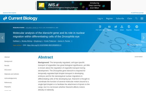 Molecular analysis of the klarsicht gene and its role in nuclear ...