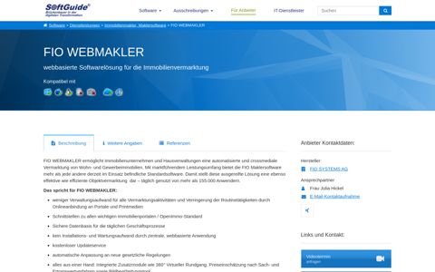 FIO WEBMAKLER - Maklersoftware - Softguide