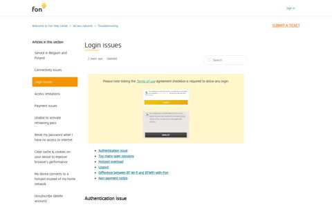 Login issues – Welcome to Fon Help Center