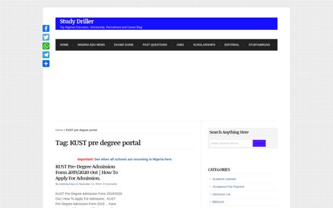 KUST pre degree portal Archives - Study Driller : Study Driller