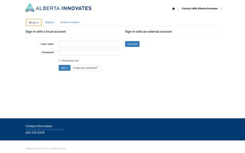 Sign in · Custom Portal - Alberta Innovates