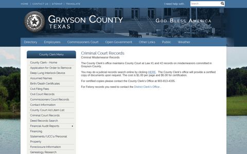 Criminal Court Records - Grayson County