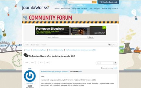 No Frontend Login after Updating to Joomla 3.8.4 ...