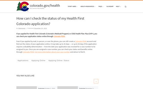 How can I check the status of my Health First Colorado ...