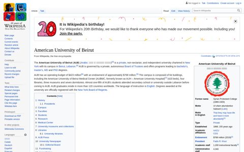 American University of Beirut - Wikipedia