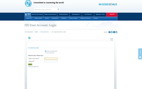 ITU User Account: Login