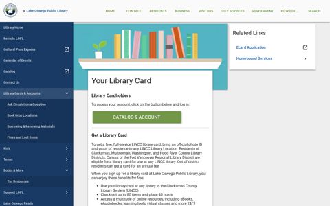 Your Library Card | City of Lake Oswego