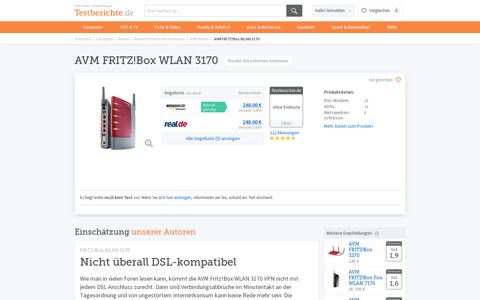 AVM FRITZ!Box WLAN 3170 | Testberichte.de